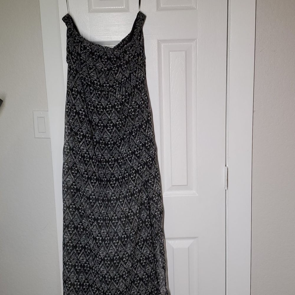 Tribal print maxi tube top dress with slit